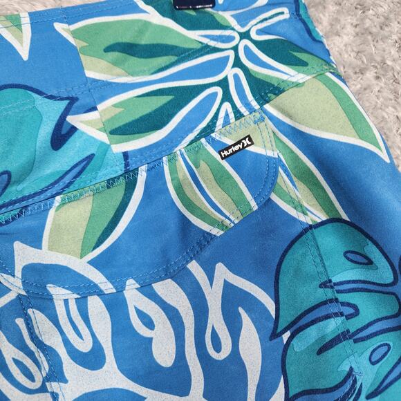 Blue Tropical Hurley Swim Board Shorts Size 34 - Picture 3 of 4